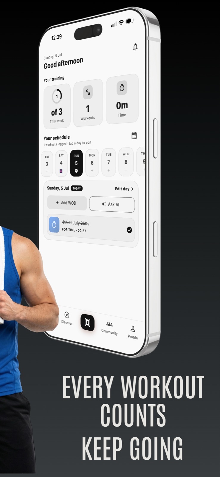 Repmix training dashboard with weekly schedule and logged workouts